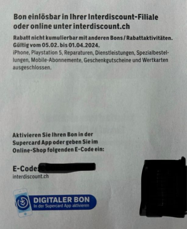 Interdiscount Fr. 15.- Gutschein | Kaufen auf Ricardo