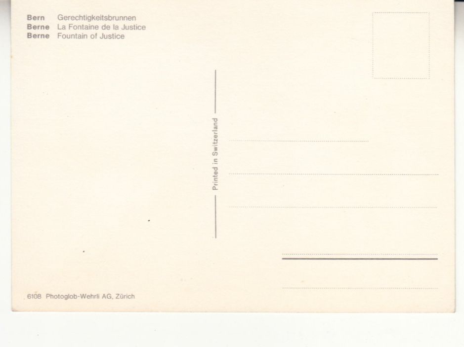 Cartoline postali: Bern Gerechtigkeitsbrunnen ca. 1970 – Usato da Bürglen TG venduto da StampGraf 1