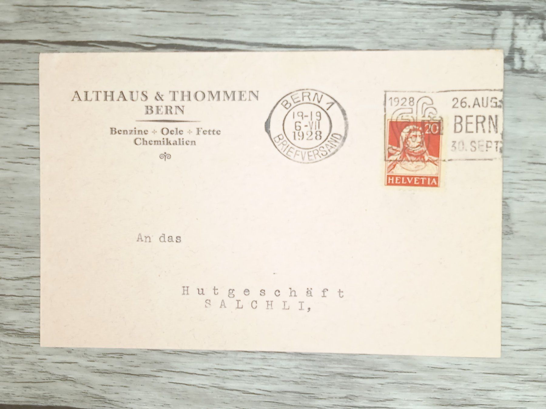 Tutti i francobolli: TR20 Enveloppe + Timbre Suisse 1928 – Usato da Cousset venduto da Patrick_Collections