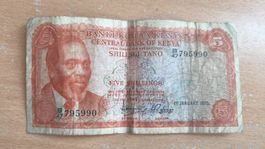 Banconota da collezione 5 scellini Kenya 1975