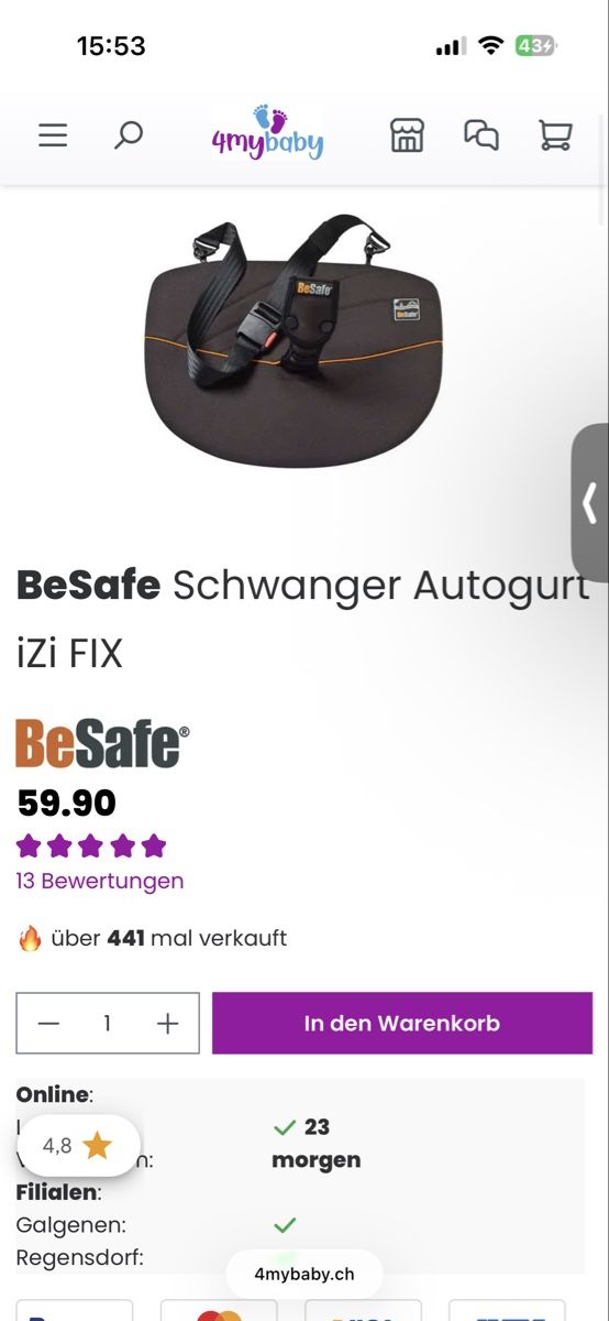 Cinture di sicurezza: BeSafe Schwanger Autogurt iZi FIX – Nuovo (secondo la descrizione) da Schmerikon venduto da eleoonoore96