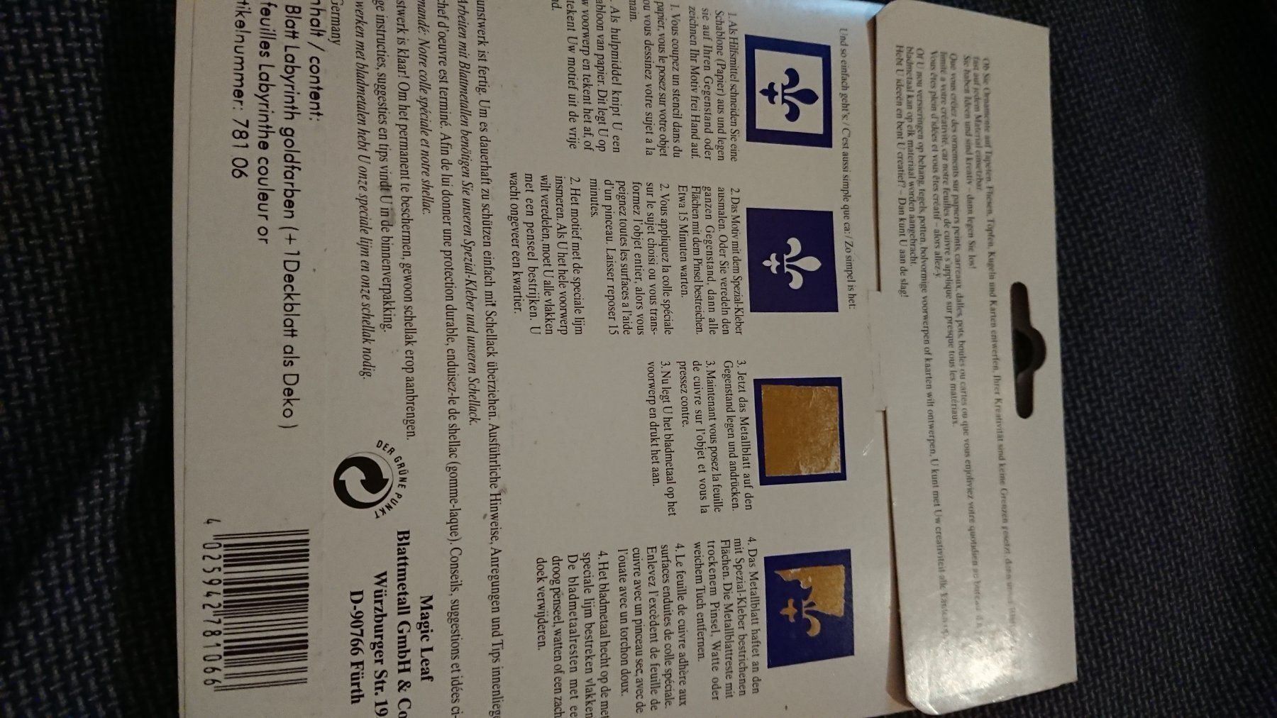 Kit bricolage: Blattmetall "Labyrinthe goldfarben" – Nuovo e nell'imballaggio originale da Ostermundigen venduto da Krimskrams8 2