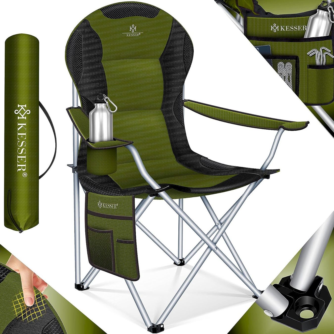 Mobili da campeggio: KESSER Campingstuhl Khaki / Schwarz – Nuovo e nell'imballaggio originale da Bottighofen venduto da zaap
