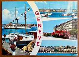 Genève - Multivue du port - Bateau vapeur