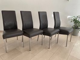 4x Hochwertige Esszimmerstühle • Echtleder • Schwarz