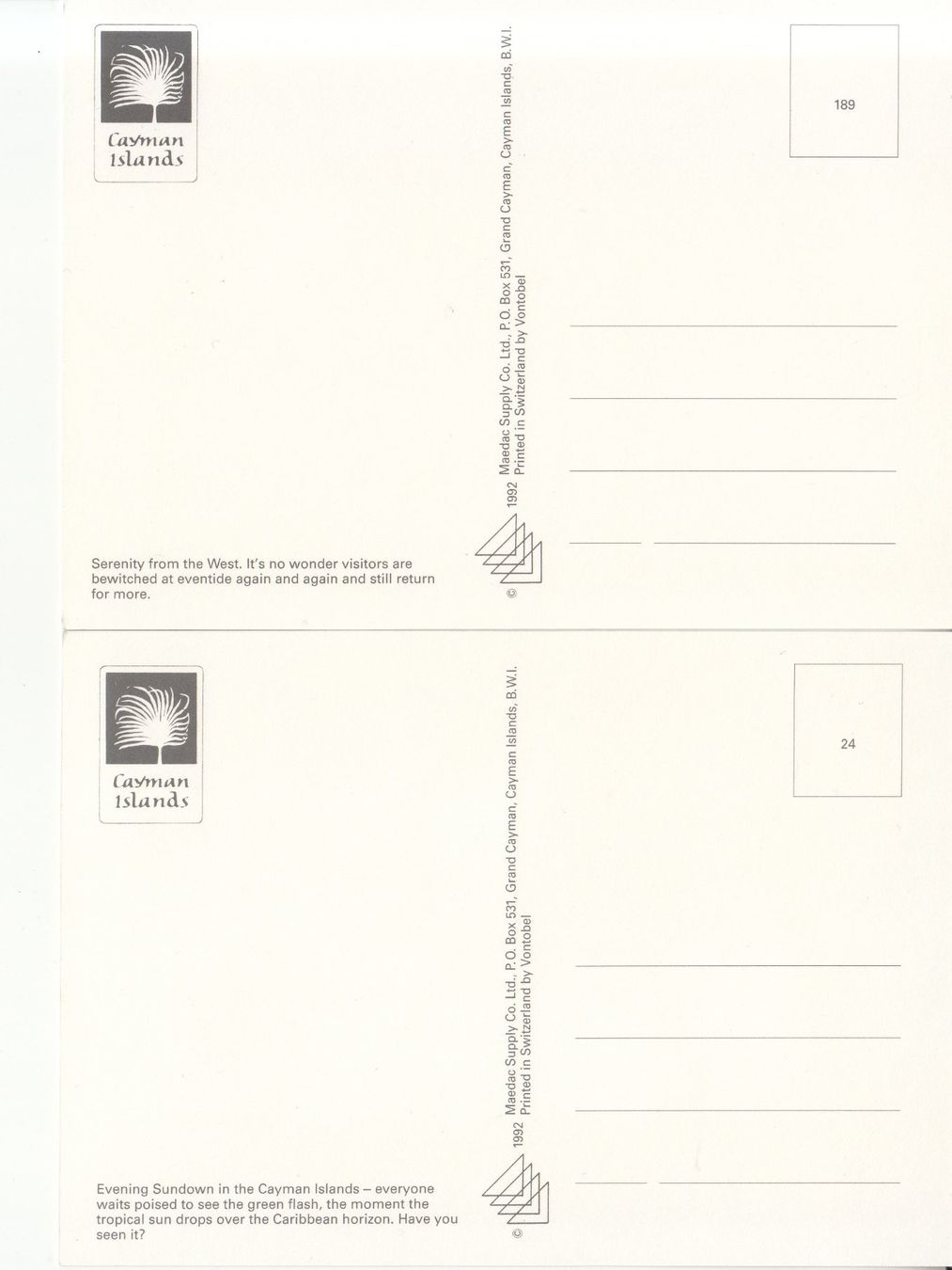 Cartoline postali: Cayman Island ca. 1980, 2 Stück – Nuovo (secondo la descrizione) da Bürglen TG venduto da StampGraf 1