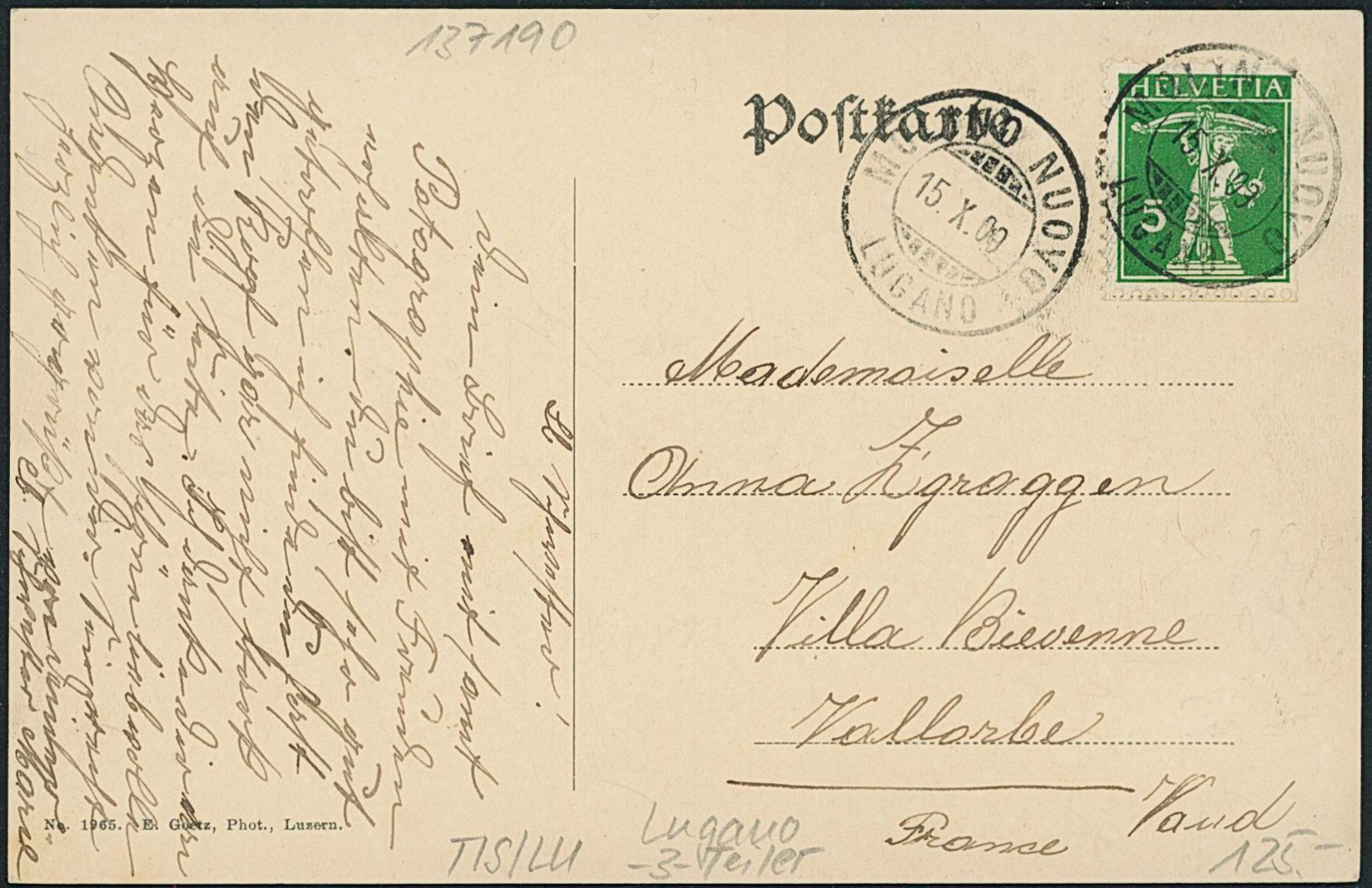 Cartoline postali: TIS Lugano – Usato da Schindellegi venduto da Jonathan77 1