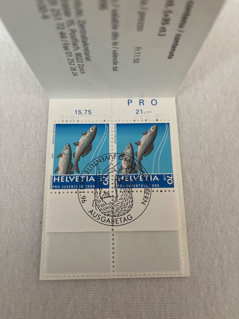 Tutti i francobolli: MH Pro Juventute 1996 ET-Stempel – Usato da Eppstein Vockenhausen venduto da hightech11 1