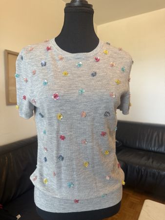 Pull Joseph Janard gris à fleurs en sequins 