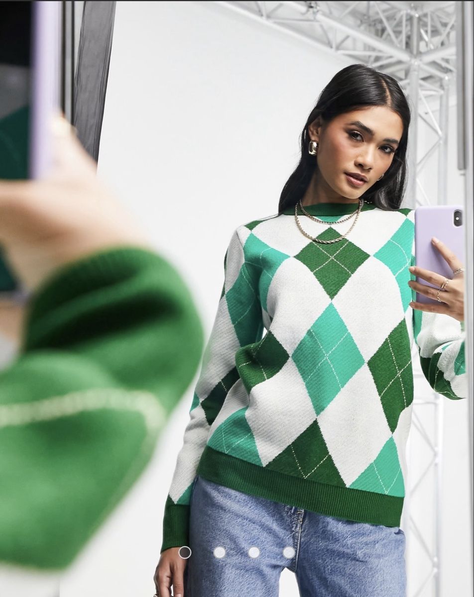 Maglioni & Felpe: Gianni Feraud green argyle crew neck jumper – Usato da Zürich venduto da Victoria_T