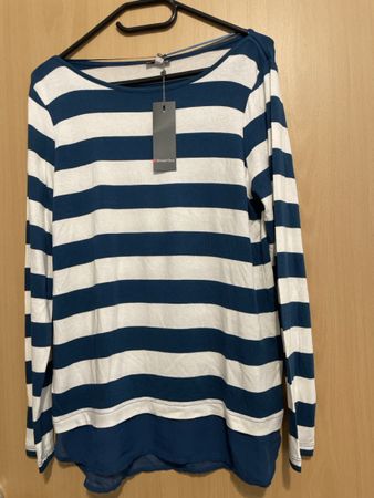 Neues Street One Shirt langarm Gr 40 petrol weiss