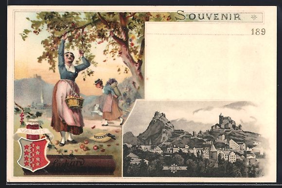 Cartoline postali: Litho Sion, Kakao Suchard, Ortsansicht,  – Usato da Berlin venduto da bartko-reher