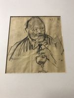 Hans Falk Skizze Mann mit Glas 11 cm x 12 cm sign. datiert