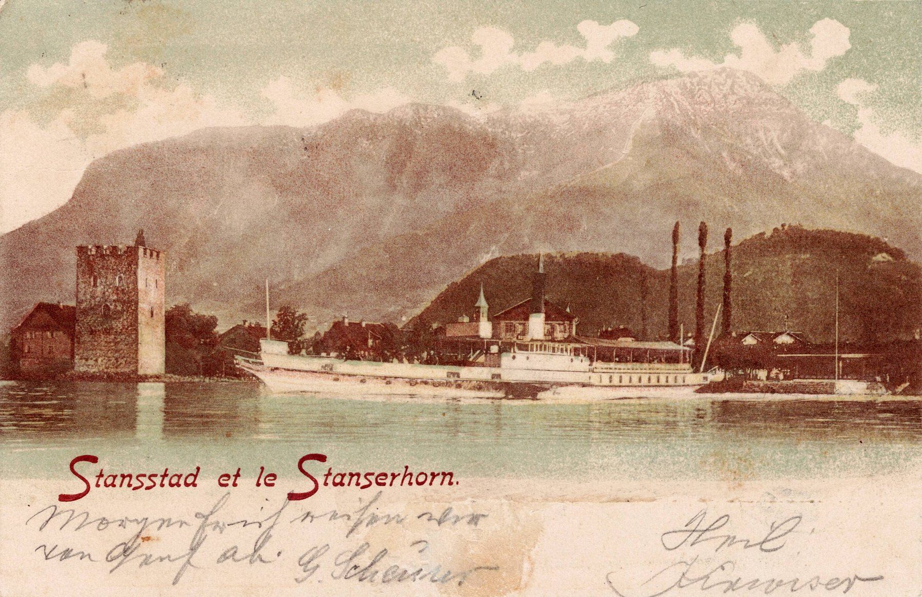 Ansichtskarten: Stansstad mit Dampfer AK 1902 – Gebraucht aus Sevgein von WHaelmi