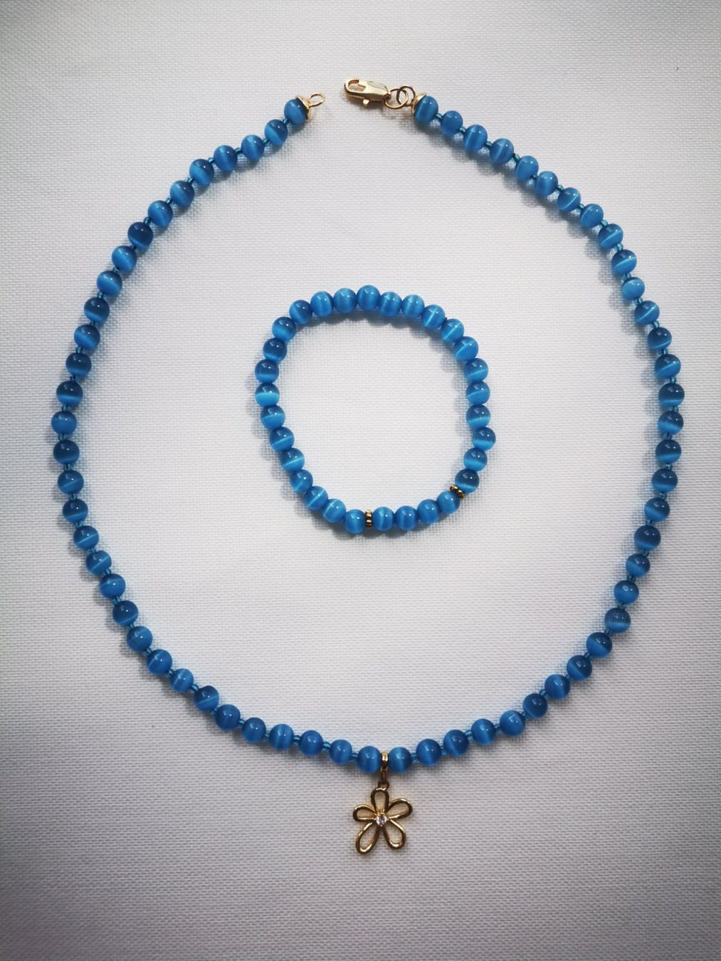 Catenine: Blauer Katzenaugenperlen-Shmuckset – Nuovo (secondo la descrizione) da Niedergösgen venduto da lil_s6k8 5