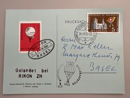 Ballonpost mit Vignette Mustermesse Basel 1955