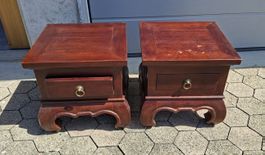 2 Nachttische Holz dunkel mit Schublade
