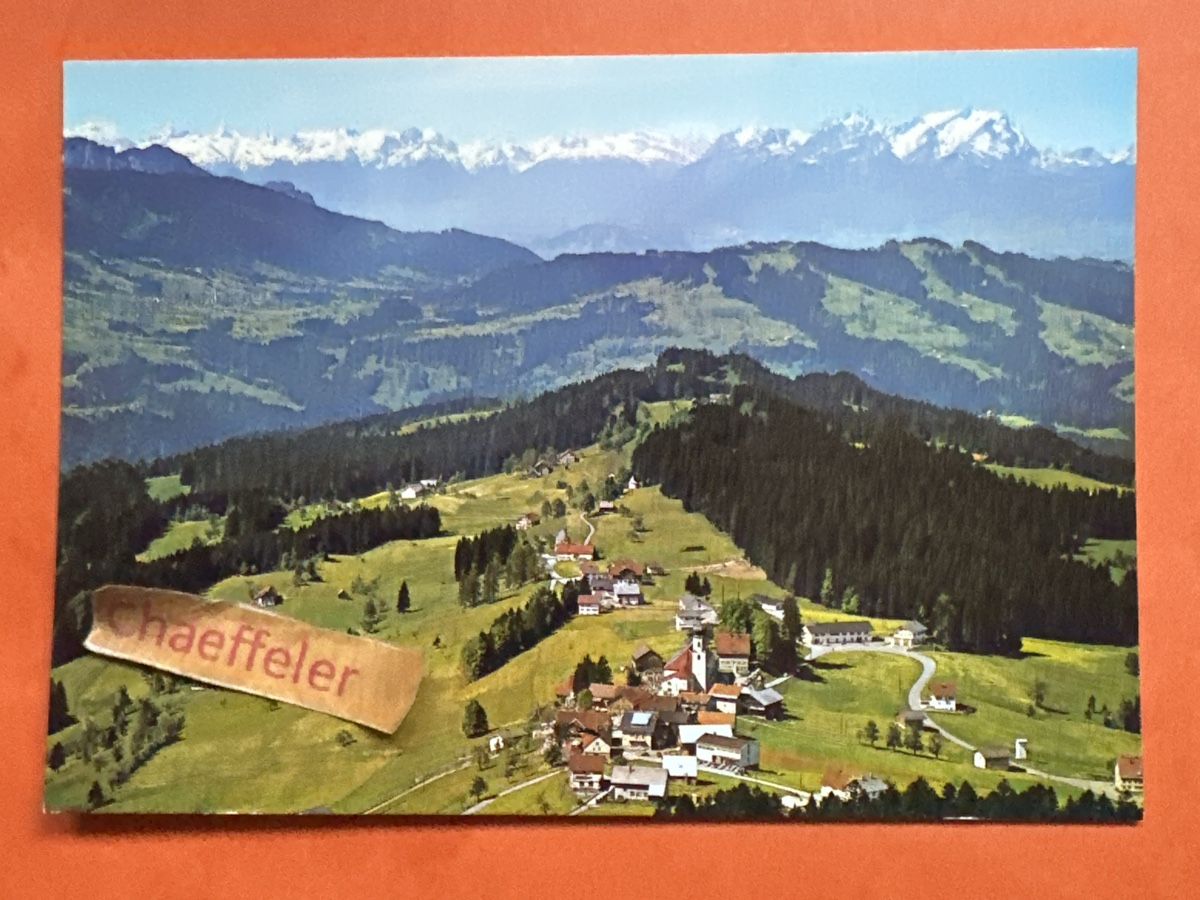 Ansichtskarten: Sulzberg bei  Bregenz, gegen Schweizer berge. – Gebraucht aus Zürich von Chaeffeler