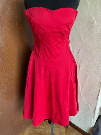Damen Dress Kleid Rot elegant schulterfrei Rockabilly Orsay