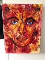 ACRYL-BILD AUF LEINWAND,40x30CM, FEURIG, AUSDRUCKSSTARK