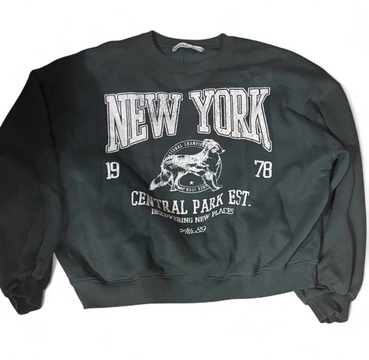 Bershka Maglioni & Felpe: Pull Bershka New York vert foncé – Usato da St. Gallen venduto da lor_q58n