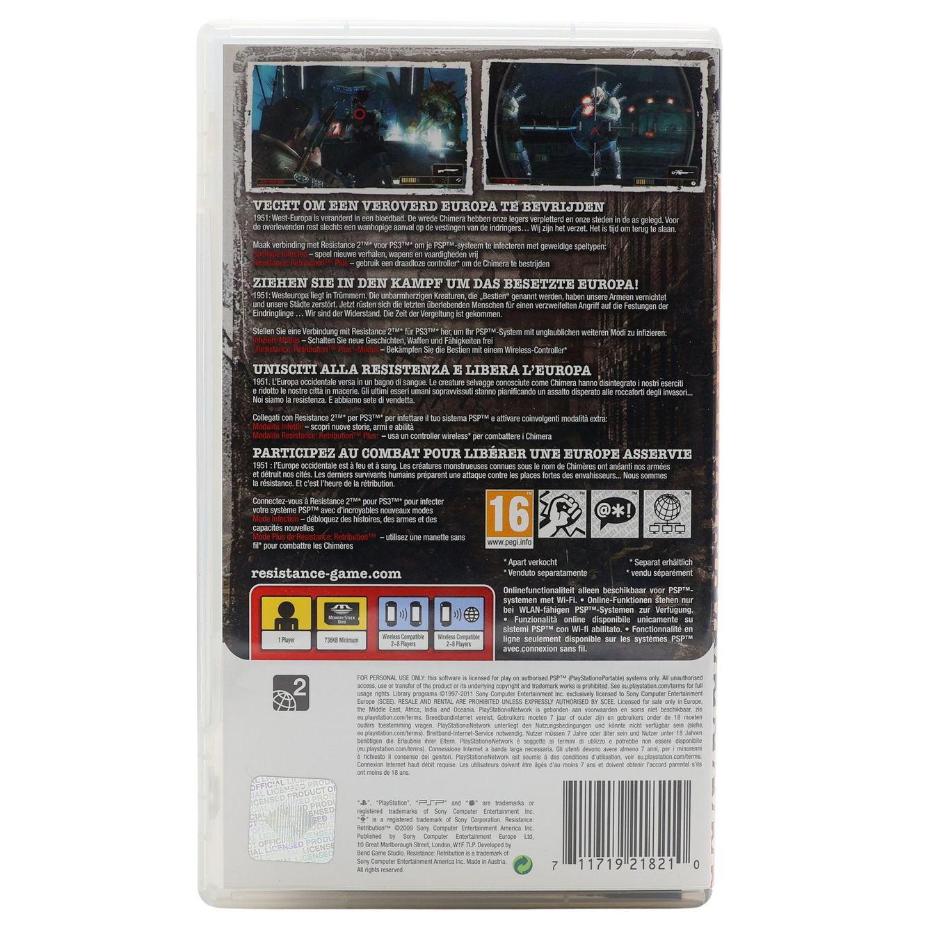 Jeux: Resistance: Retribution [Essentials]  - PSP – D'occasion à Paudex par dindeboy 1