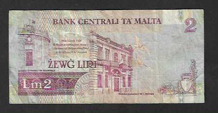 Banconote: Malta  2  Liri  Gebraucht – Usato da Gordola venduto da coinsandnotes 1