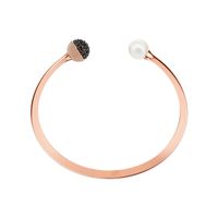 Armreif Swarovski mit Perle & schwarzen Kristallen 
