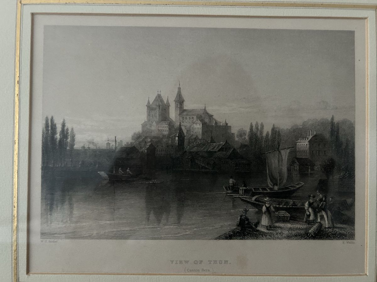 Stiche: Antiker Stich, Schloss Thun mit Thunersee /Aare – Gebraucht aus Zollikon von Moira55 1