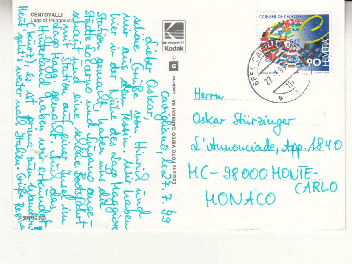 Cartoline postali: Centovalli 1999 – Usato da Bürglen TG venduto da StampGraf 1