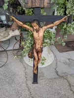 Grosse antike Holzfigur Jesus Skulptur