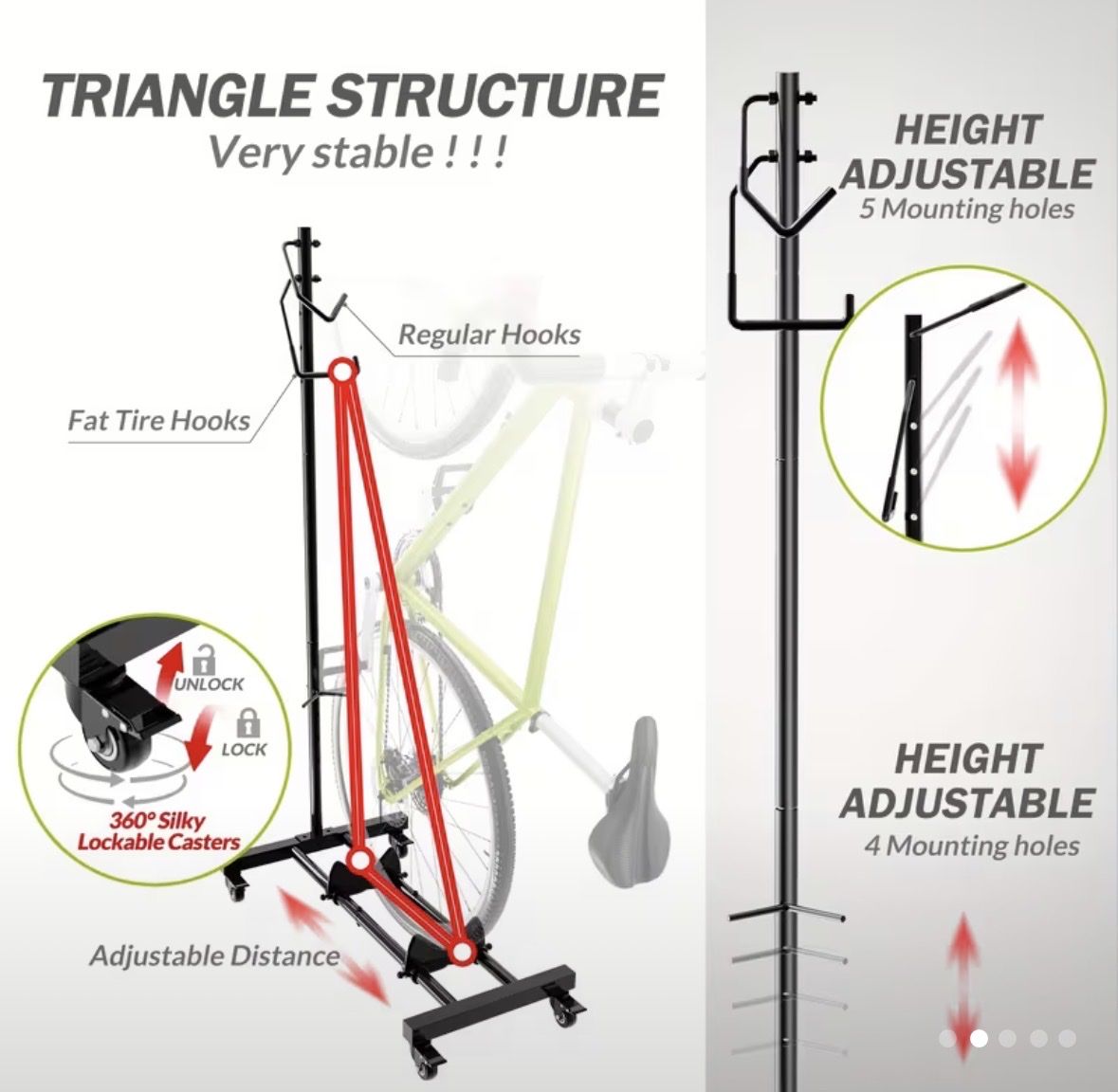 Cavalletti per biciclette: Bike Storage Rack - Adjustable Height - Space Saver! – Nuovo (secondo la descrizione) da Bern venduto da ell_v8kx 1