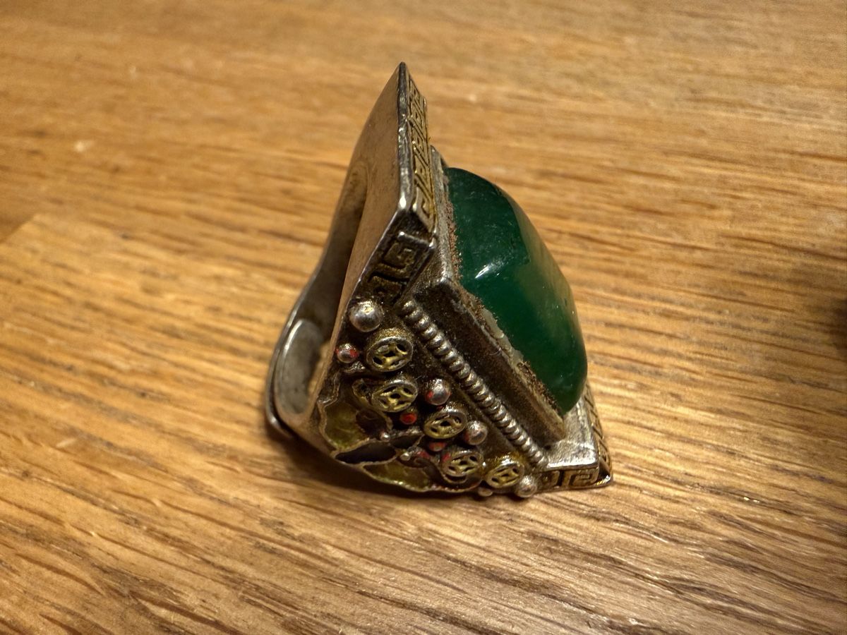 Anelli: Antiker Ring / Grünem Stein chinesischem Zeichen Fingerring – Usato da Goldach venduto da Messerguru 4