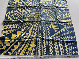 Modern Art Schal, Foulard, Quadrat blau-gelb 67x67cm