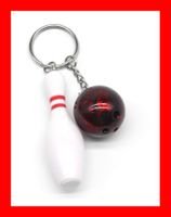 Schlüsselanhänger Bowling Kegeln Rot Strike Spare Pin Kugel