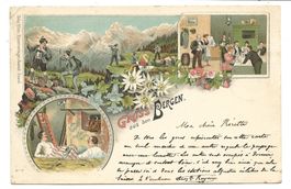 Gruss aus den Bergen - Alpinismus in den Anfängen Litho 1903