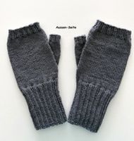 Handschuhe grau, fingerfrei und handgestrickt