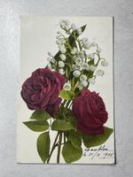 Alte Ansichtskarte mit Rosen, Jahrgang 1908