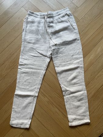 Zara Hose mit Leinenanteil, weiss, Grösse 29-30