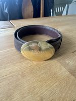 Prada Gürtel Leder braun Goldschnalle Vintage