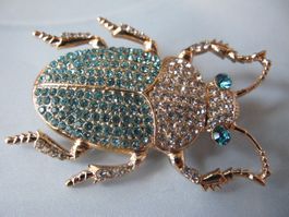 Wunderschöne  Brosche Käfer mit Strass-Steinen!