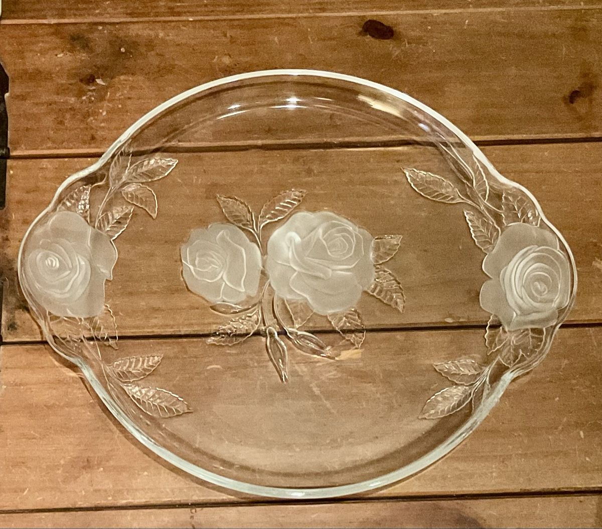 Piatti di portata: Glasplatte Servierplatte mit Rosenmuster, Vintage Style – Usato da Endingen venduto da nathan05