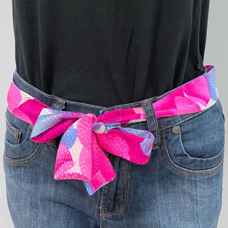 Band lang Seide pink-blau Halsschal Gürtel handmade Silvia-K