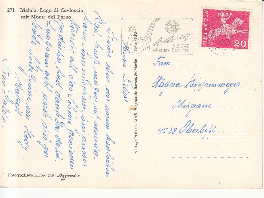 Cartoline postali: Maloja 1980 – Usato da Bürglen TG venduto da StampGraf 1
