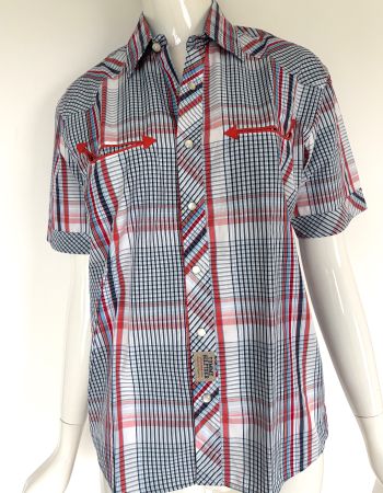 TOMMY HILFIGER Hemd Kurzarm Baumw. Karo blau rot weiss EU176