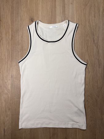 Damen Tanktop Opus gerippt creme dunkelblau Grösse 36