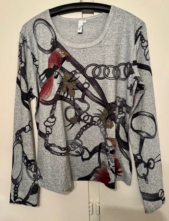 Gemustertes Langarm-Shirt, Polyester, Österreich, Grösse L