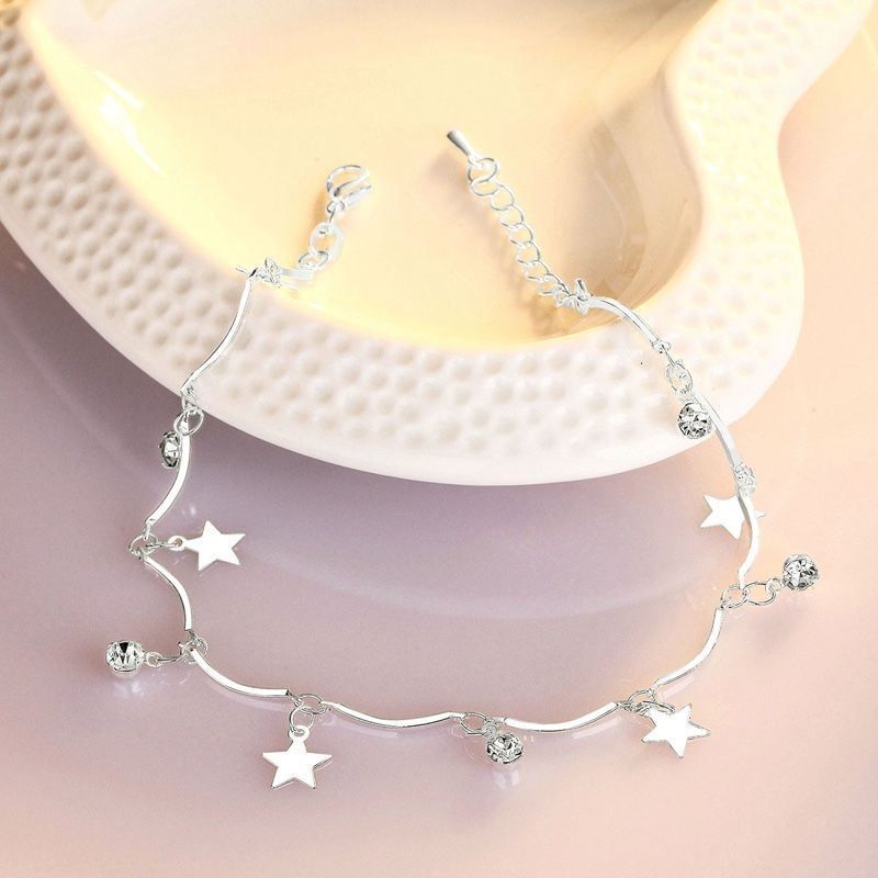 Bracciali & Braccialetti: silber fusskette mit sternen und stein – Nuovo e nell'imballaggio originale da St. Gallen venduto da yatoot26 1