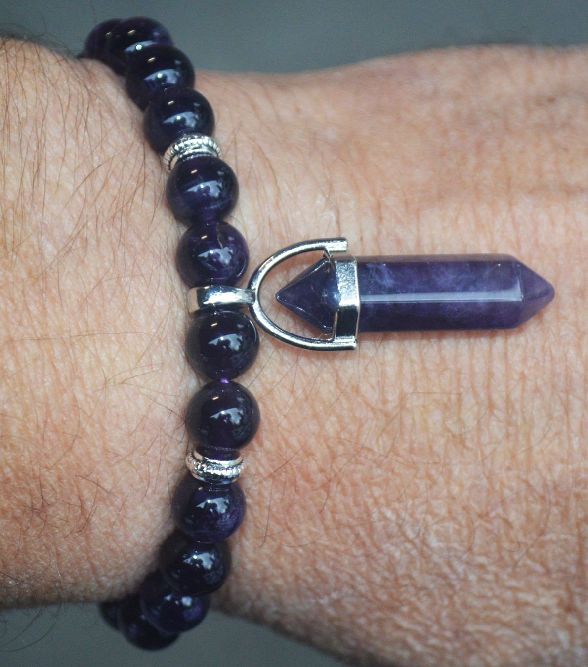 Armbänder & -reifen: Armband X-310 – Amethyst Perlen mit Säule - elastisch – Neu und originalverpackt aus Goldiwil (Thun) von han_v5b7 1