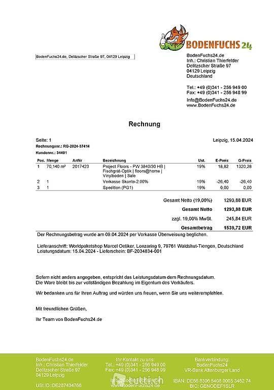 Rivestimenti per pavimenti: Vinyl Boden in Fischgrat-Optik – Nuovo e nell'imballaggio originale da Leibstadt venduto da Moe69 4
